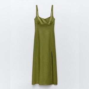 Zara Olive Maxi Dress with Slit